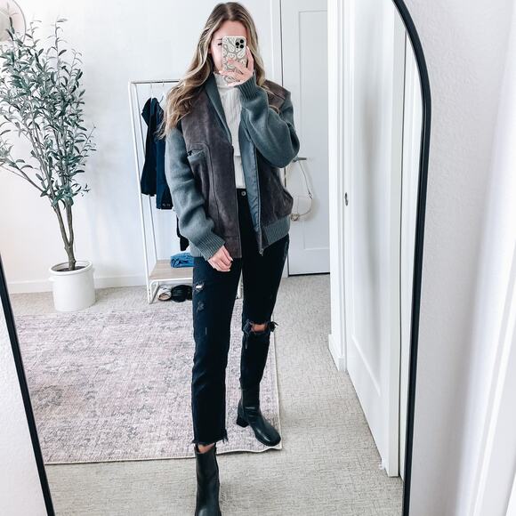 VINTAGE ERIC RHODES Suede Sweater Jacket - Picture 2 of 12